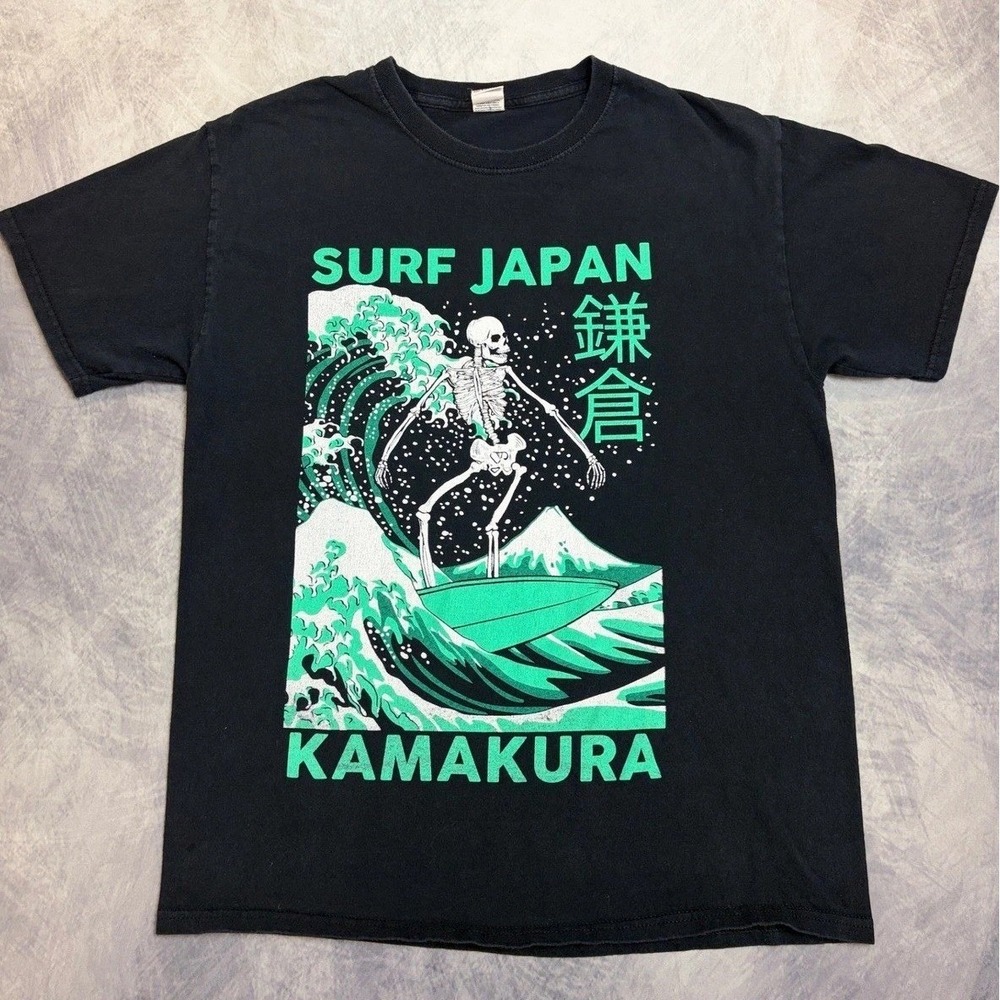 Fruit‎ of the Loom Surf Japan Kamakura Skeleton Graphic T-Shirt Black Medium